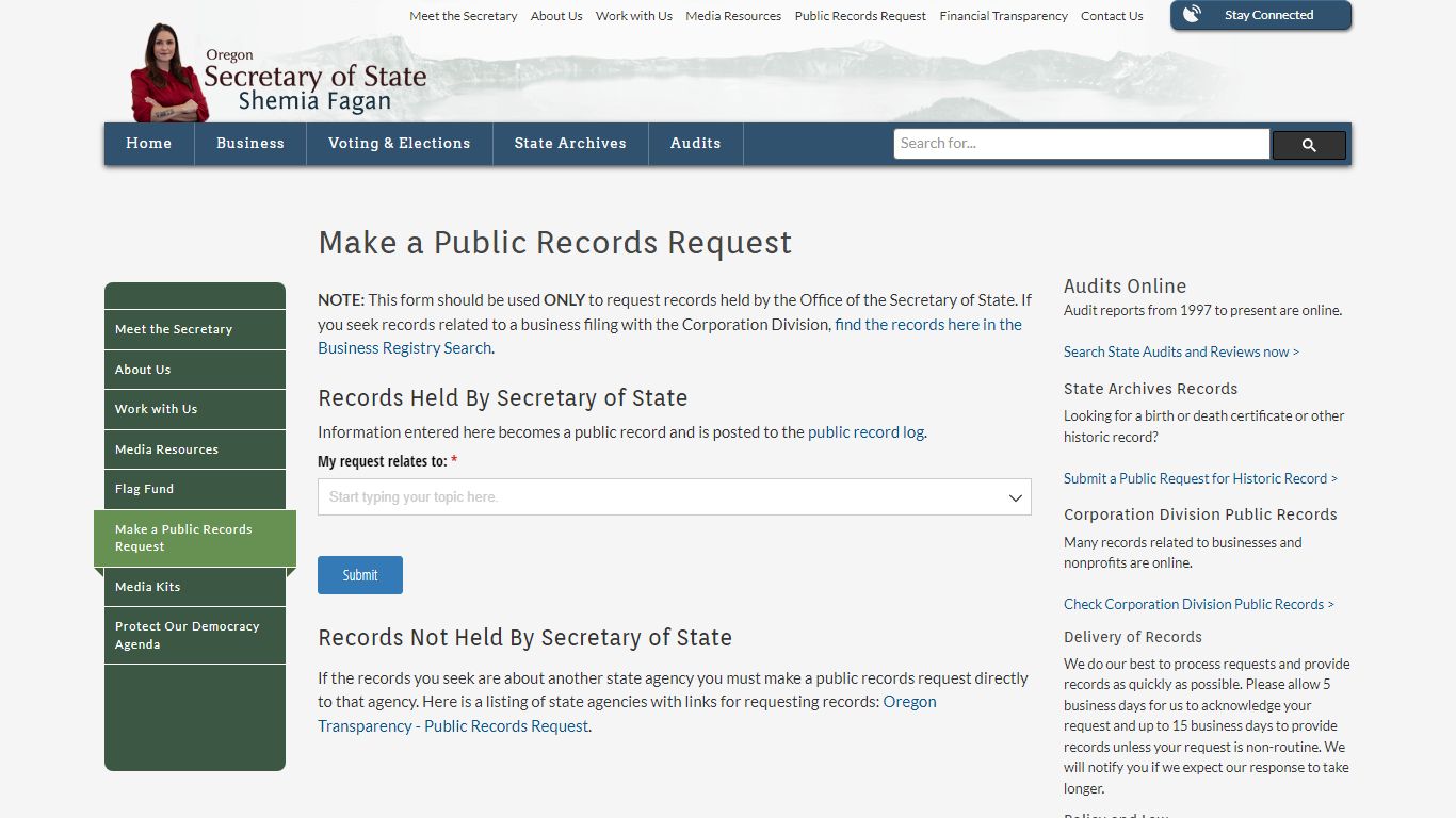 State of Oregon: Oregon Secretary of State - Make a Public ...